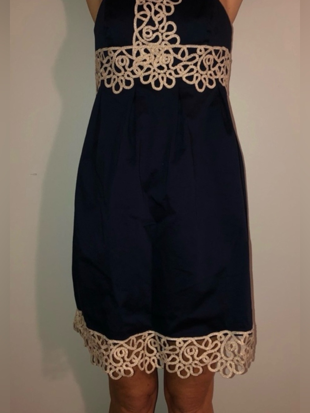 Lilly Pulitzer Betsey strapless Navy/Gold Dress Size 2